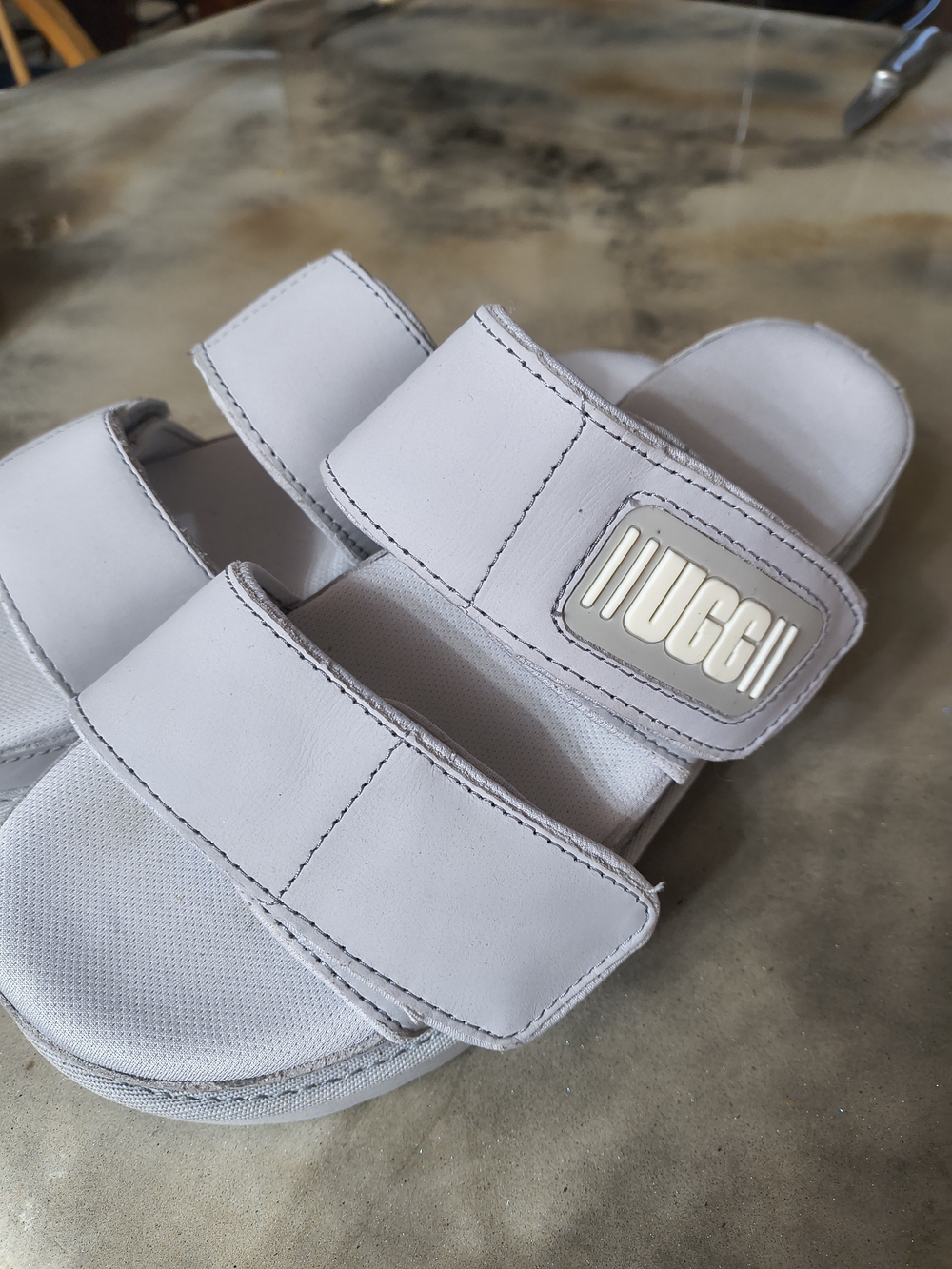 UGG Women's Slide Light Gray Sandals with Adjustable Straps